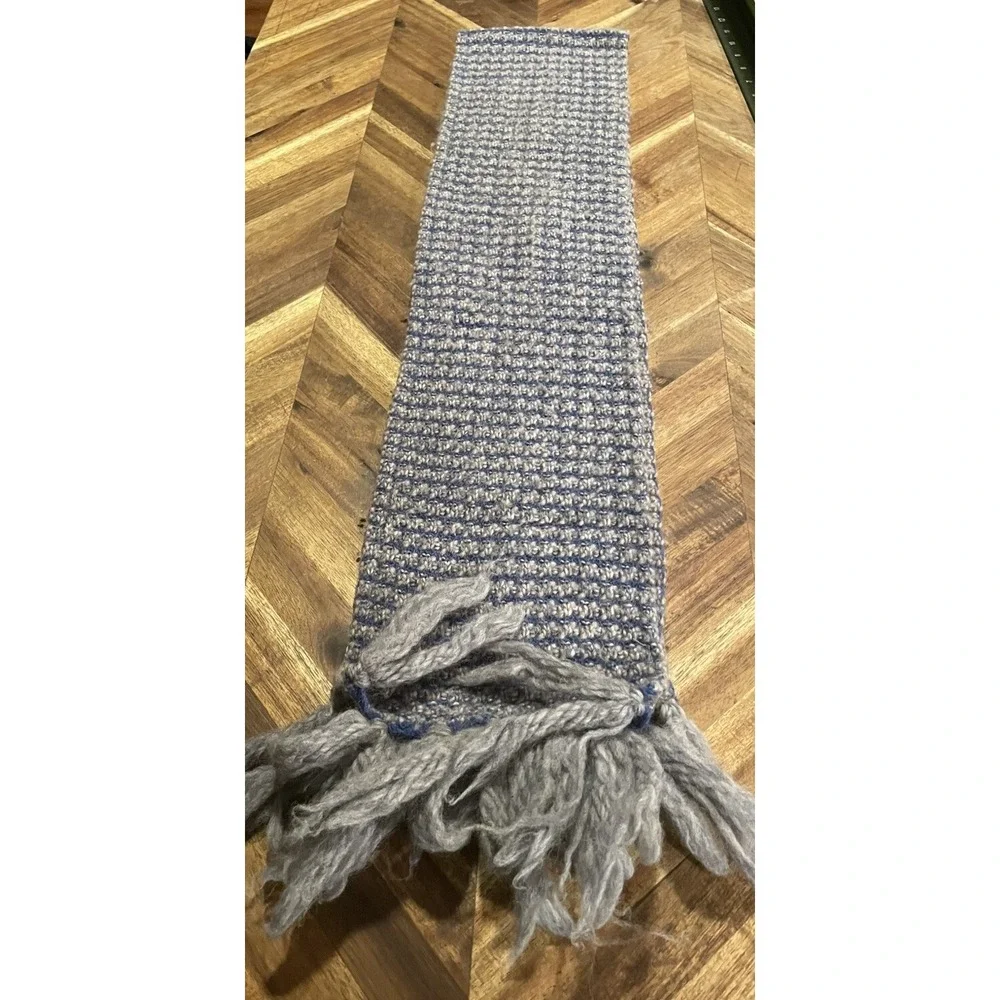 Talbots Scarf 100% Wool Knit Fringe Winter 7x69